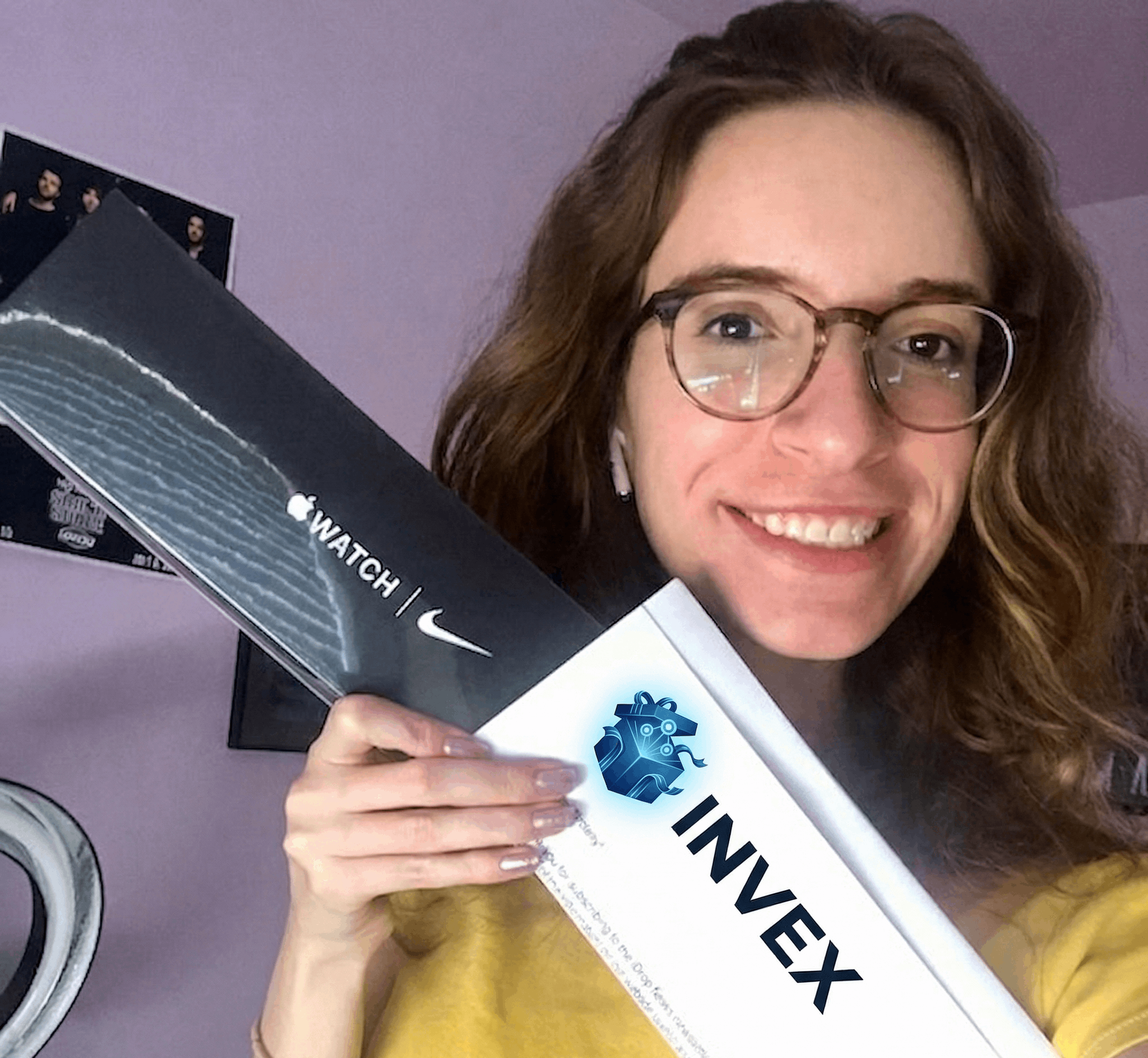 Happy winner with Apple products