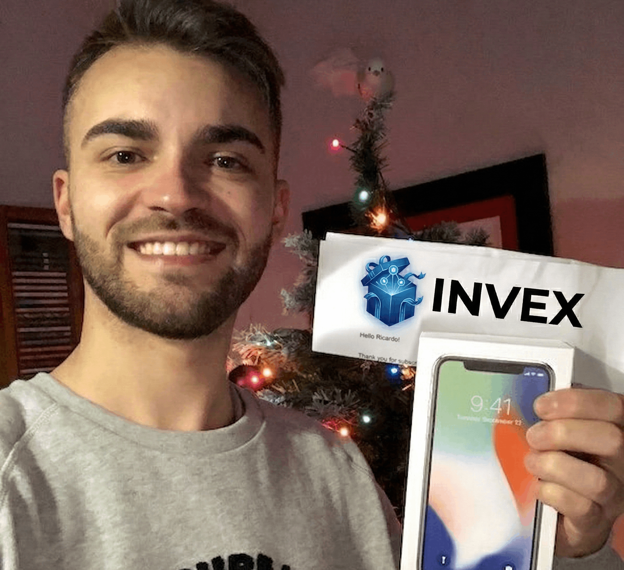 Happy winner with Apple products